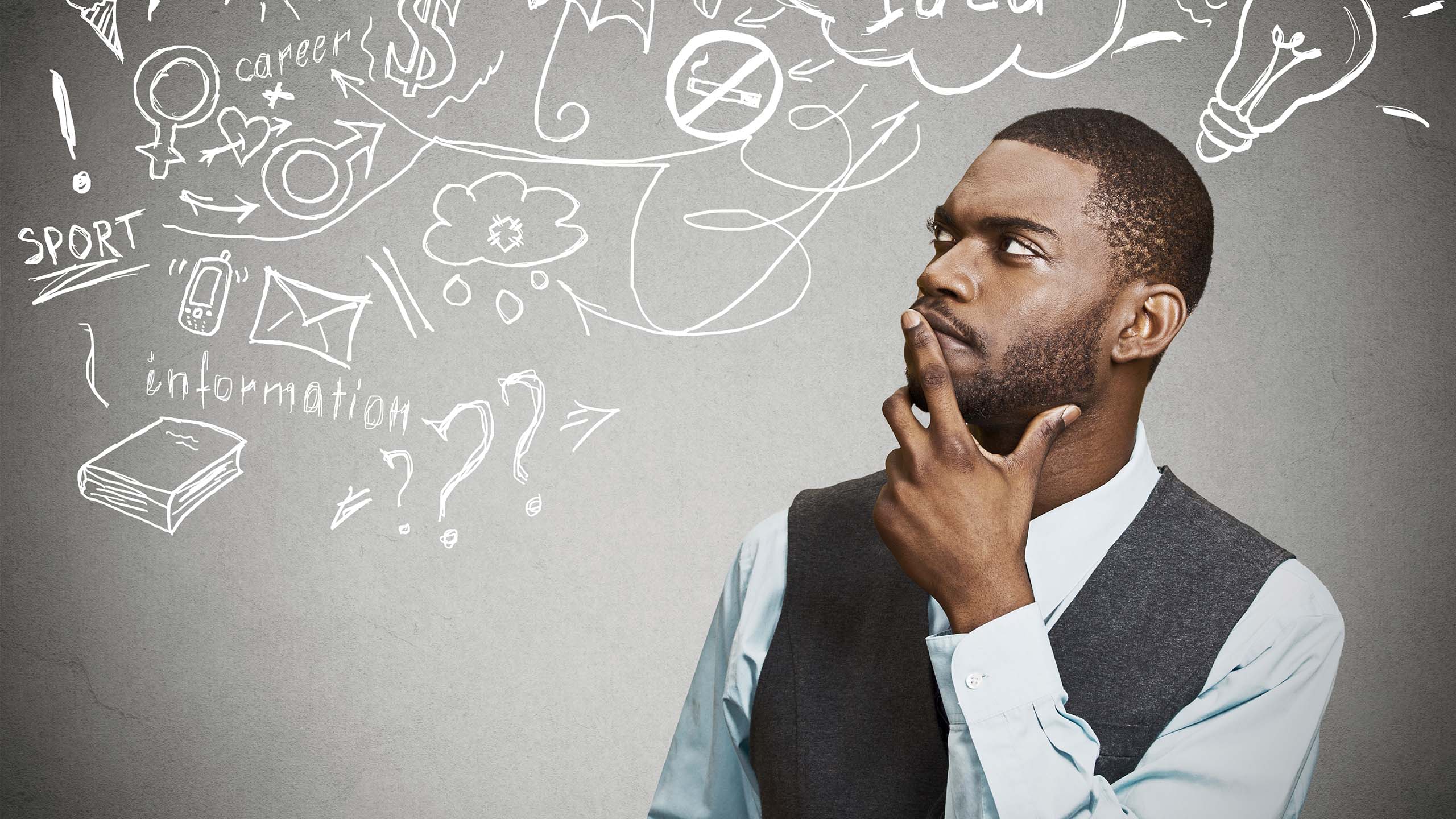 A smart young man ponders life