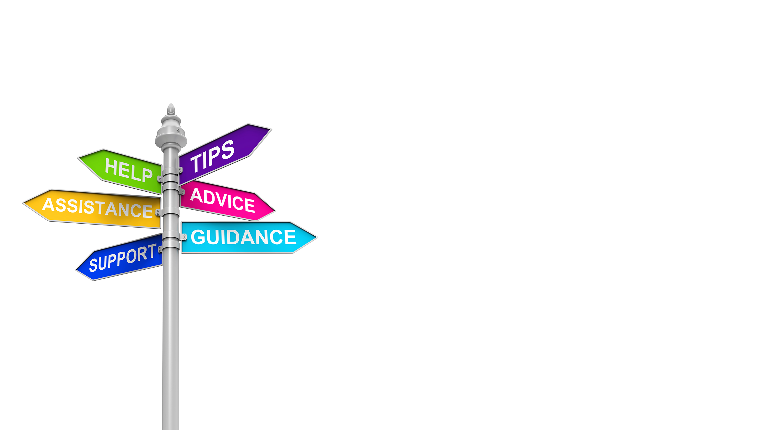 Image of a signpost directing you to help and advice.